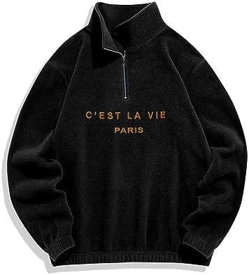 C'est La Vie Paris Half-Zip Sweatshirt-Man and Woman Retro Style