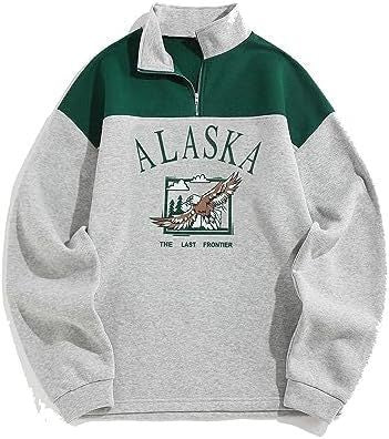 Alaska Half-Zip Sweatshirt- Man and Woman Retro College Style Pullover