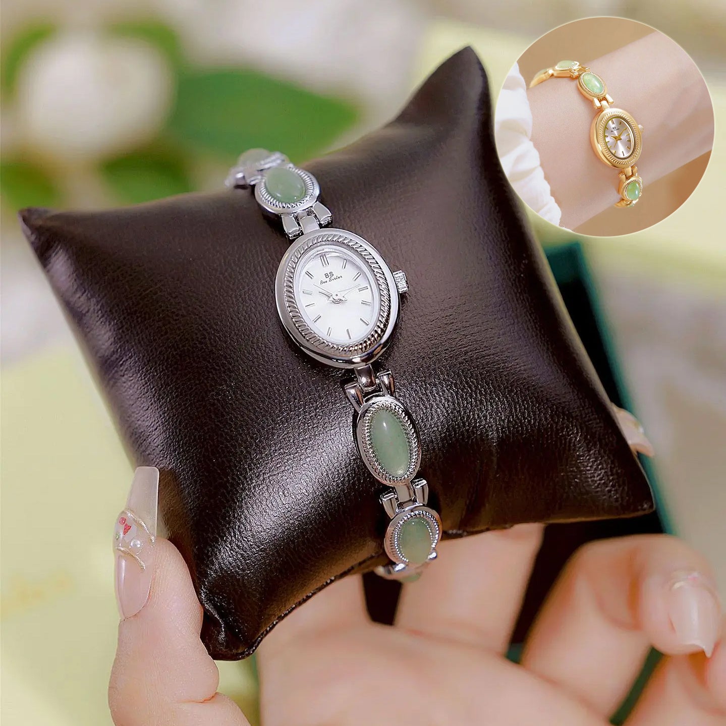 Women's Luxury Jade Bracelet Watch-Elegant Waterproof Retro Design