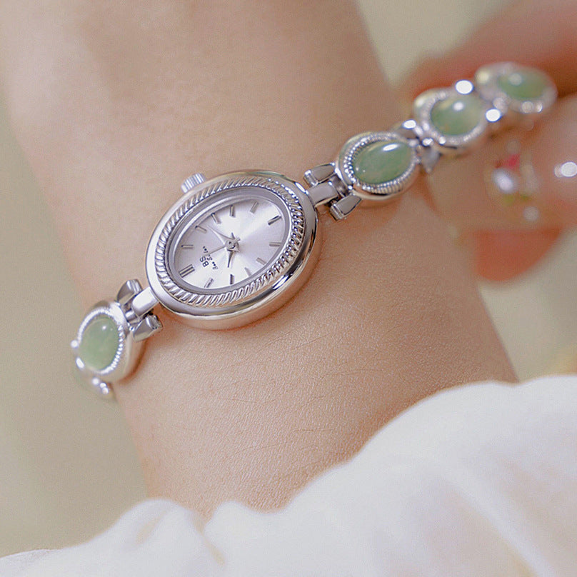 Women's Luxury Jade Bracelet Watch-Elegant Waterproof Retro Design
