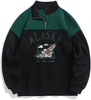 Alaska Half-Zip Sweatshirt- Man and Woman Retro College Style Pullover