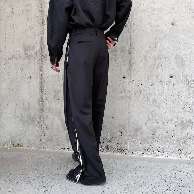 Men's Streetwear Wide-Leg-Pants-Side Stripe Casual Trousers