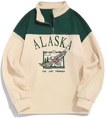 Alaska Half-Zip Sweatshirt- Man and Woman Retro College Style Pullover