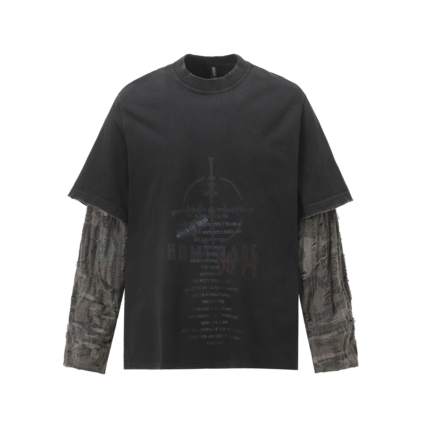 Two long-sleeved American-style loose fake T-shirts