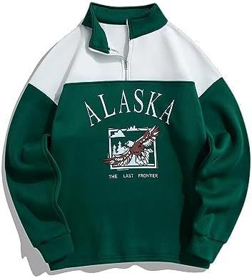 Alaska Half-Zip Sweatshirt- Man and Woman Retro College Style Pullover