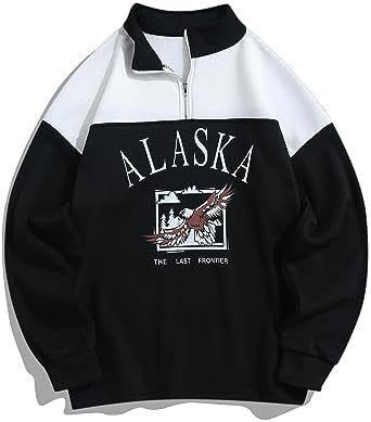 Alaska Half-Zip Sweatshirt- Man and Woman Retro College Style Pullover