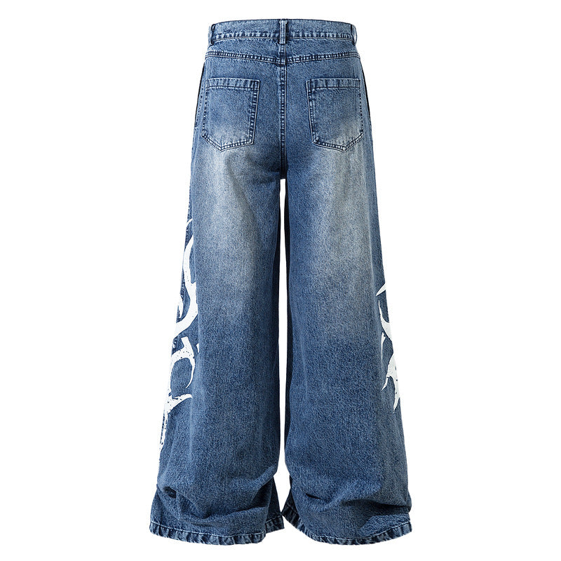 Totem Wide-Legs Jeans- Men's Streetwear Retro Style