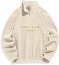 C'est La Vie Paris Half-Zip Sweatshirt-Man and Woman Retro Style