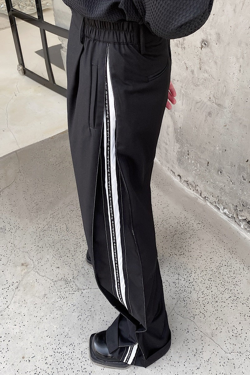 Men's Streetwear Wide-Leg-Pants-Side Stripe Casual Trousers